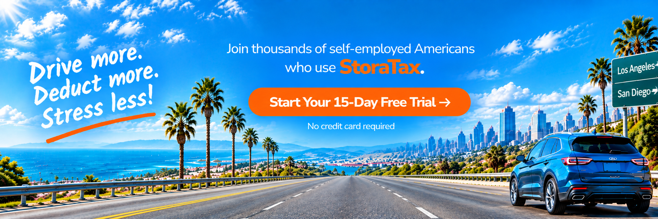 Drive more. Deduct more. Stress less! Join thousands of self-employed Americans who use StoraTax. Start Your 15-Day Free Trial. No credit card required.